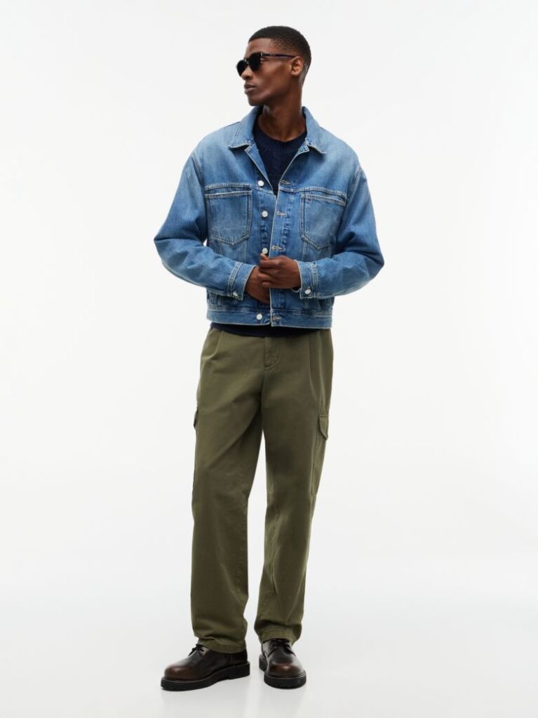 Denim Flag Badge Denim Trucker Jacket  Men