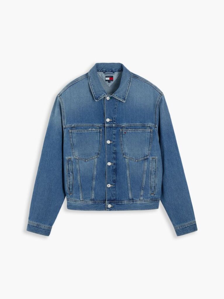 Denim Flag Badge Denim Trucker Jacket  Men