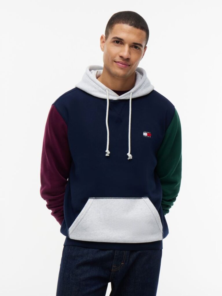 Multi Tommy Badge Colour-Blocked Fleece Hoody  Men