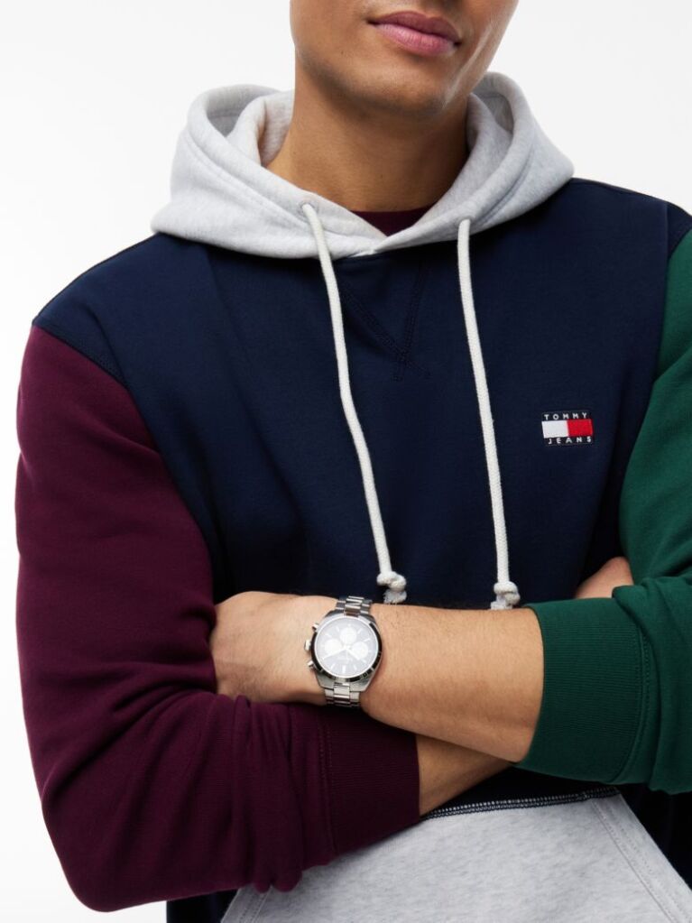 Multi Tommy Badge Colour-Blocked Fleece Hoody  Men