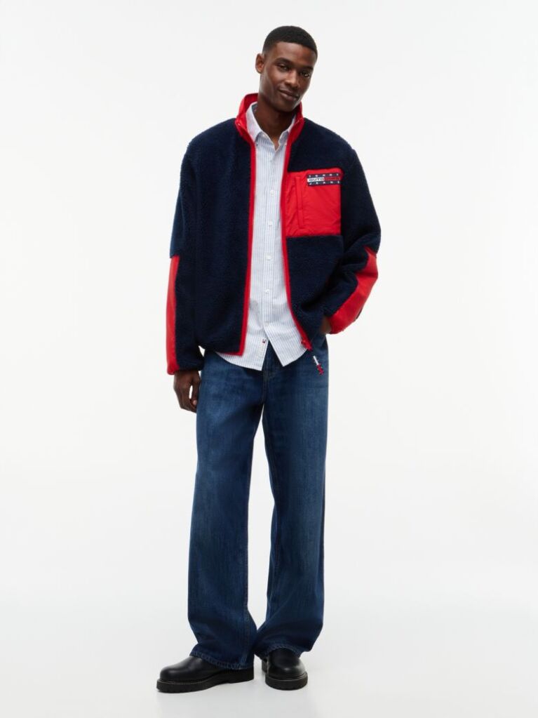 Multi Colour-Blocked Teddy Zip-Thru Jacket  Men