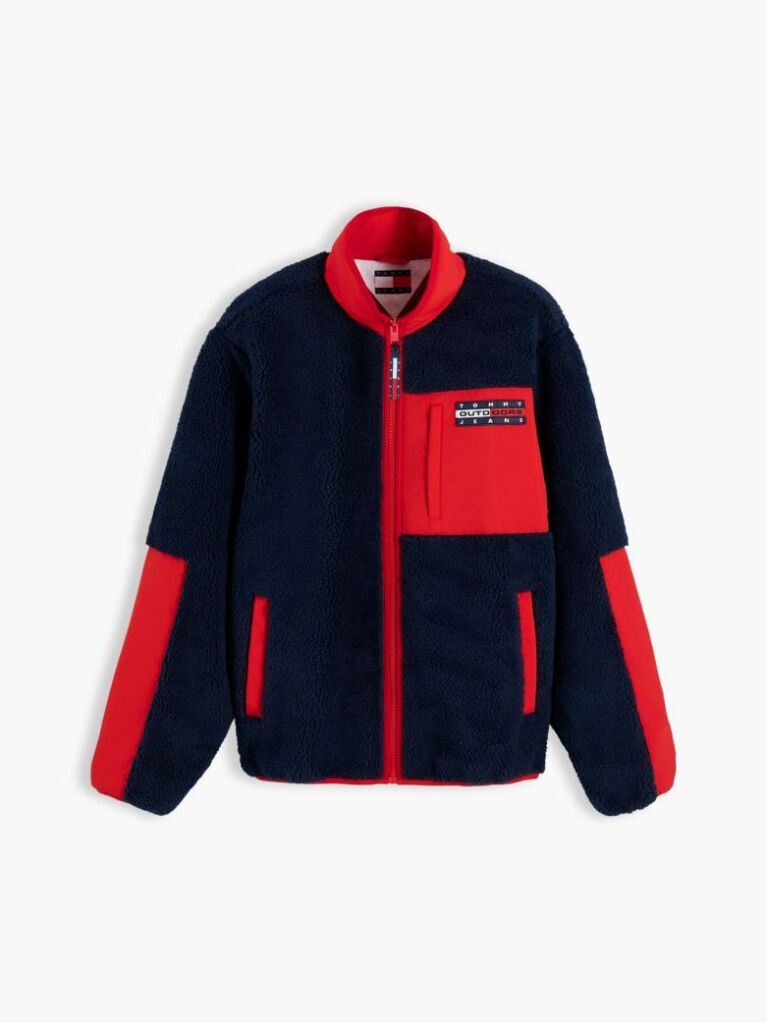 Multi Colour-Blocked Teddy Zip-Thru Jacket  Men