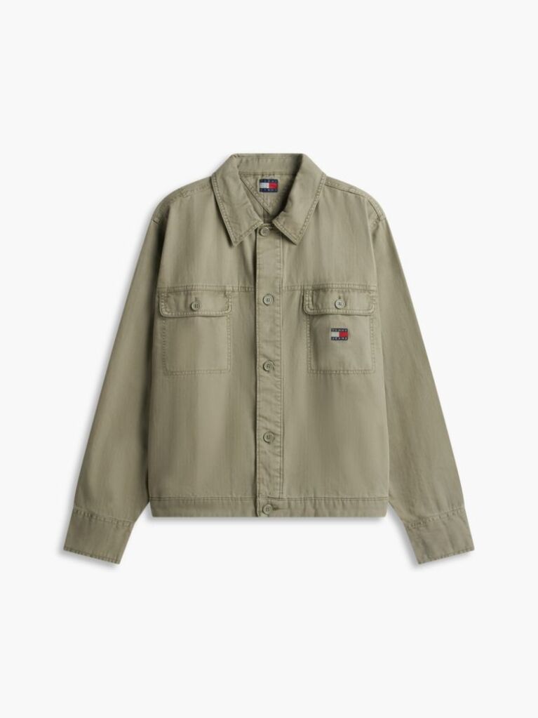 Green Textured Herringbone Oversized Overshirt  Men