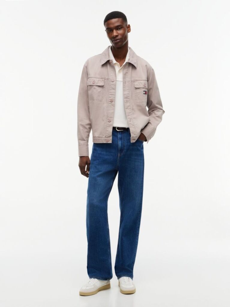 Καφέ Oversized Overshirt Με Herringbone Πλέξη  Άνδρες