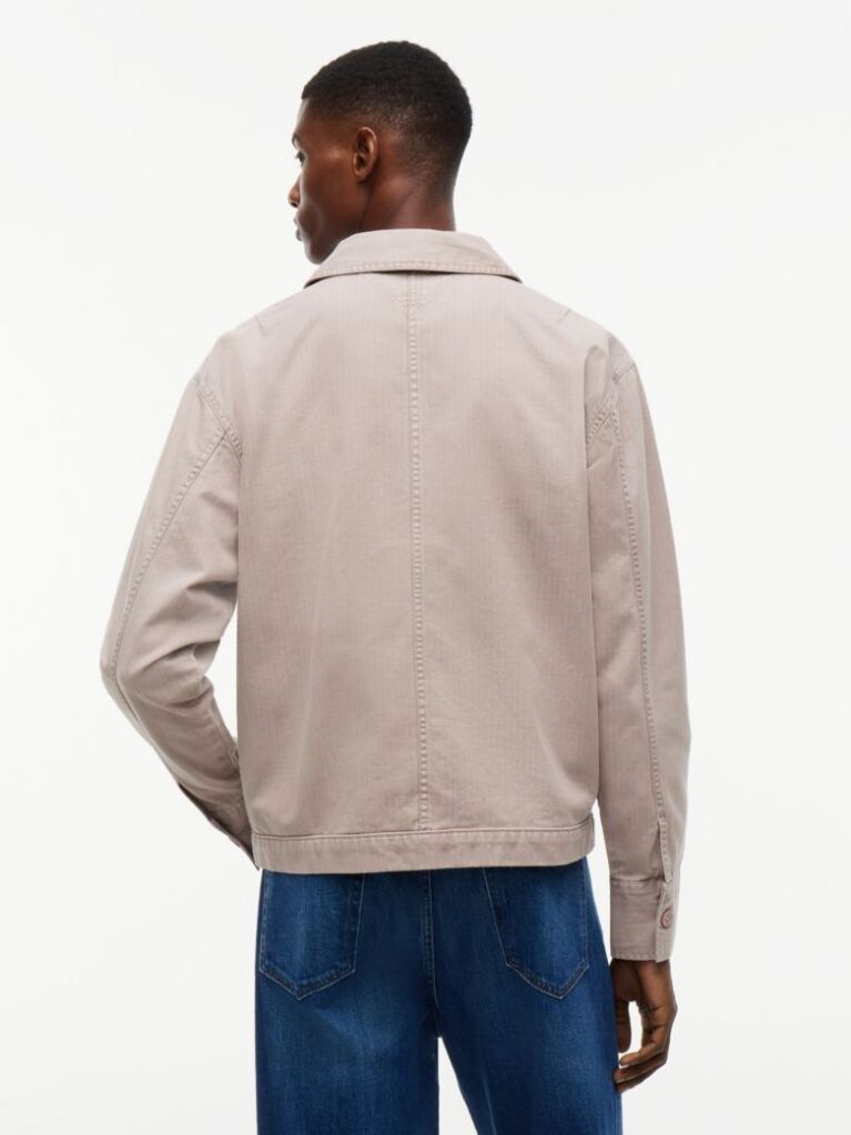 Καφέ Oversized Overshirt Με Herringbone Πλέξη  Άνδρες