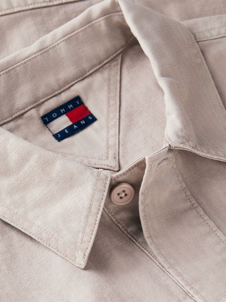 Καφέ Oversized Overshirt Με Herringbone Πλέξη  Άνδρες