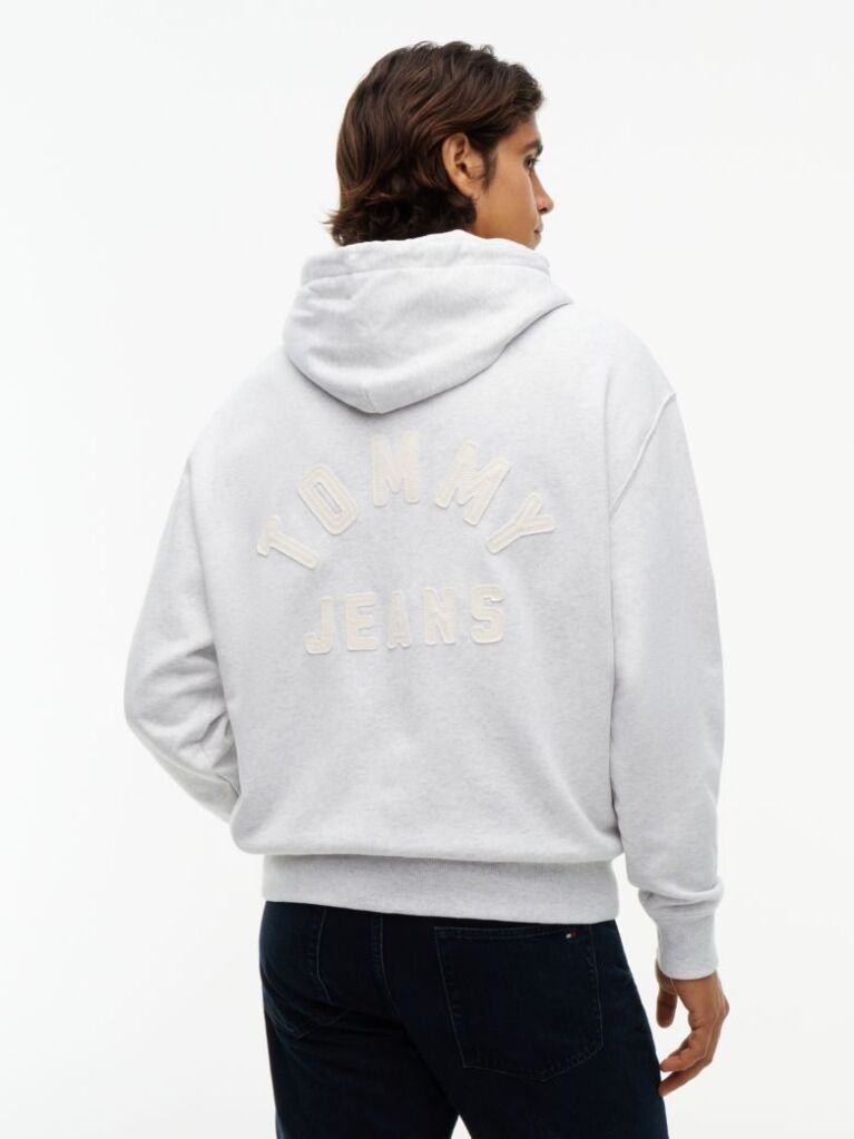 Γκρι Άνετο Hoody Με Φερμουάρ Και Λογότυπο  Άνδρες