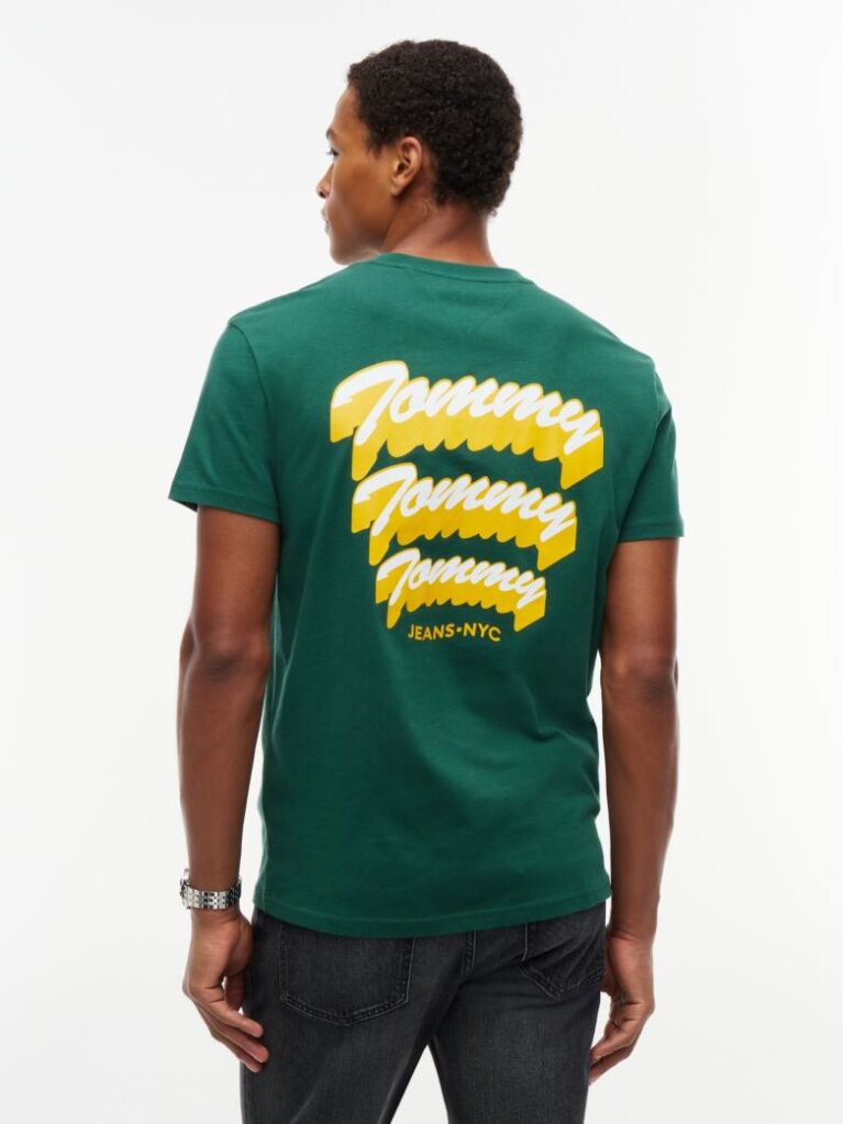 Πράσινο Βαμβακερό T-Shirt Με Κλασική Λαιμόκοψη Και Λογότυπο  Άνδρες