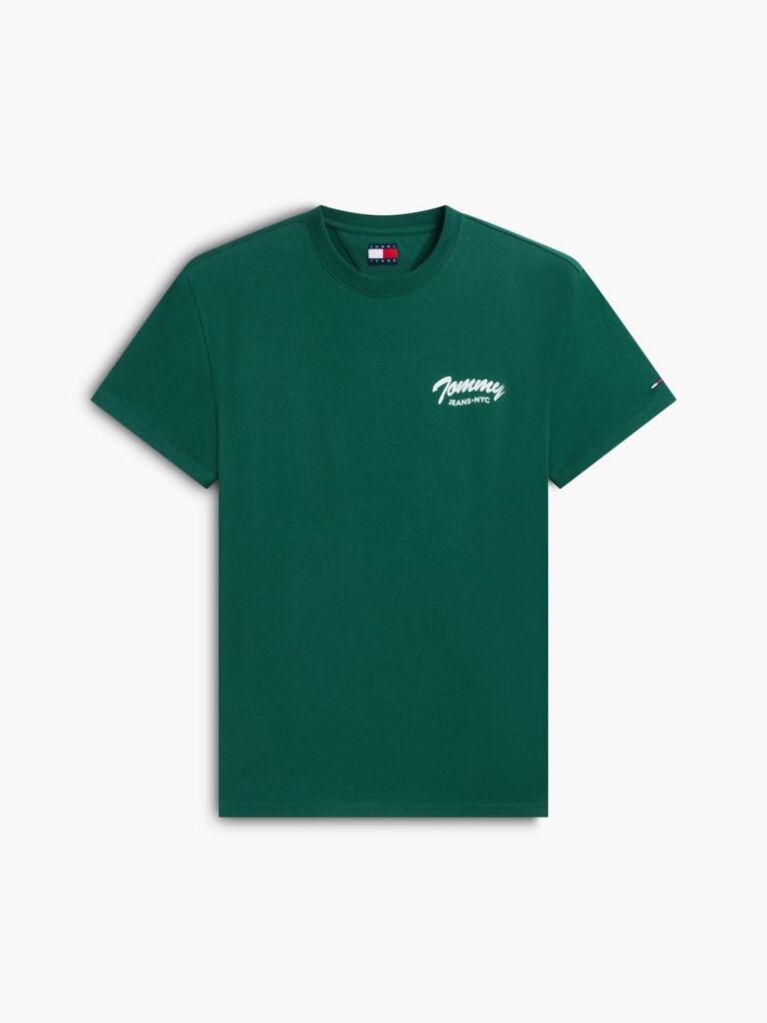 Πράσινο Βαμβακερό T-Shirt Με Κλασική Λαιμόκοψη Και Λογότυπο  Άνδρες