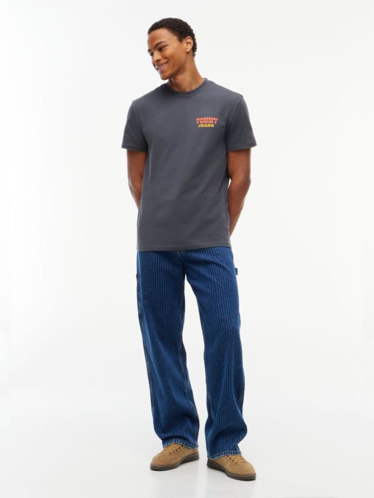 Μαύρο Βαμβακερό T-Shirt Με Κλασική Λαιμόκοψη Και Λογότυπο  Άνδρες