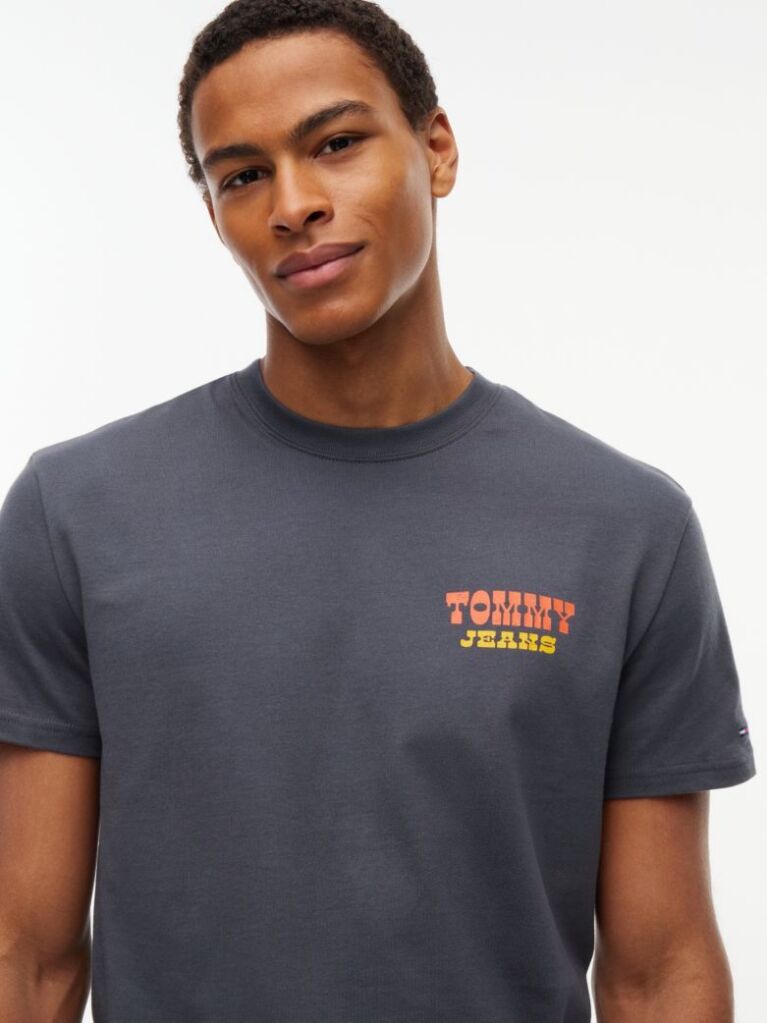 Μαύρο Βαμβακερό T-Shirt Με Κλασική Λαιμόκοψη Και Λογότυπο  Άνδρες