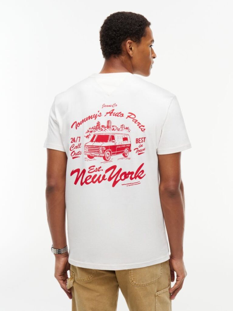 Άσπρο Βαμβακερό T-Shirt Με Κλασική Λαιμόκοψη Και Λογότυπο  Άνδρες