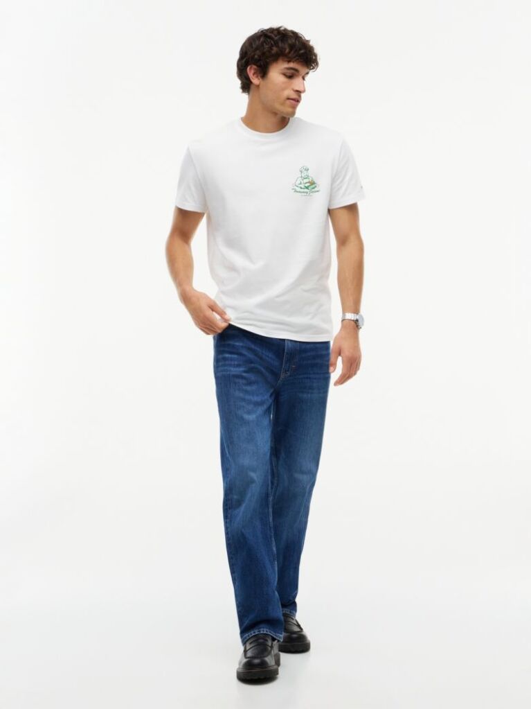 Beige Logo Jersey Crew Neck T-Shirt  Men