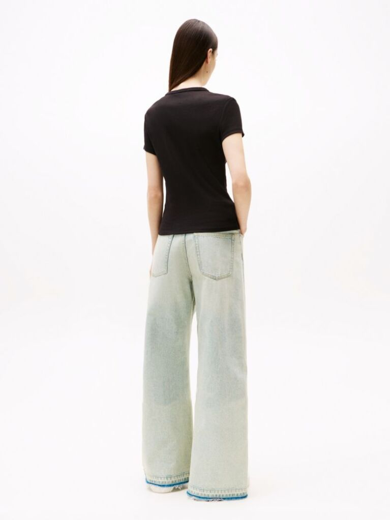 Black Essential Slim Rib-Knit T-Shirt  Women