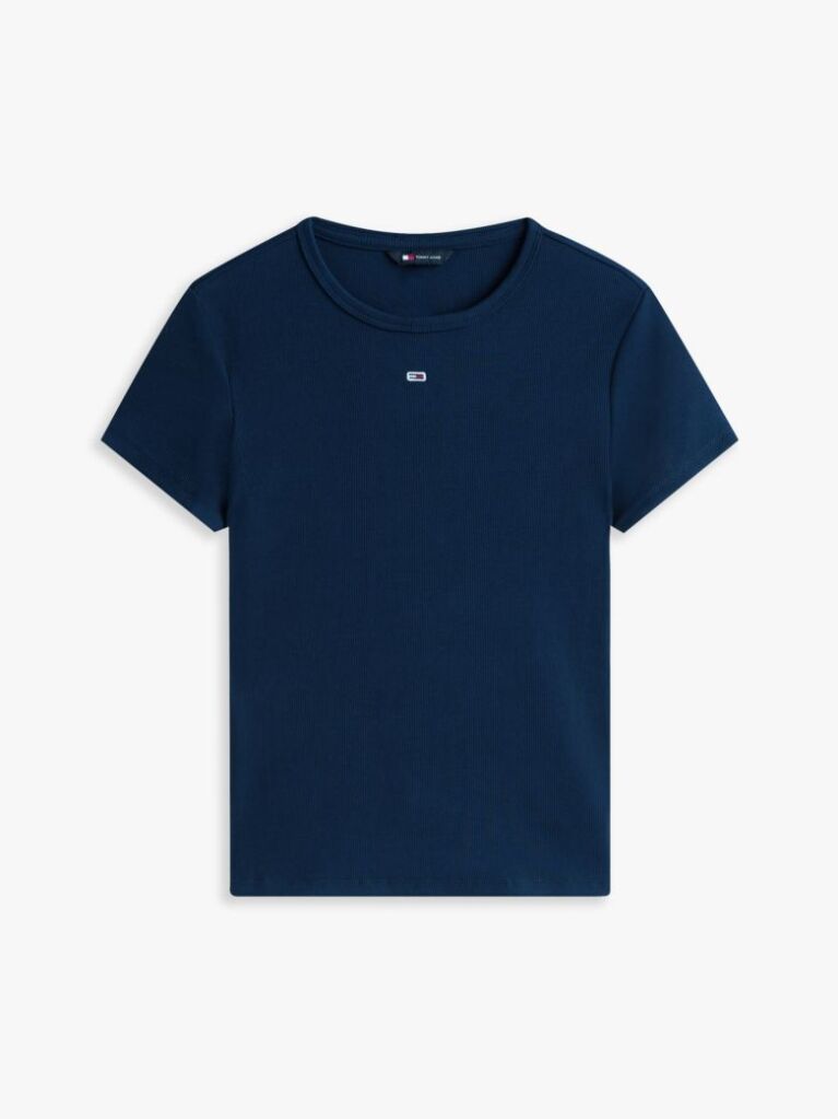 Μπλε Essential Ριμπ T-Shirt Σε Slim Γραμμή  Γυναίκες
