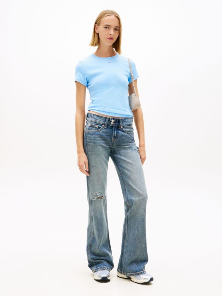 Blue Essential Slim Rib-Knit T-Shirt  Women