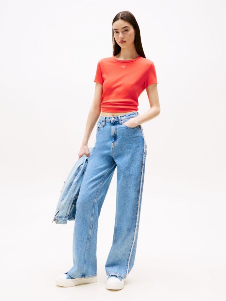 Orange Essential Slim Rib-Knit T-Shirt  Women