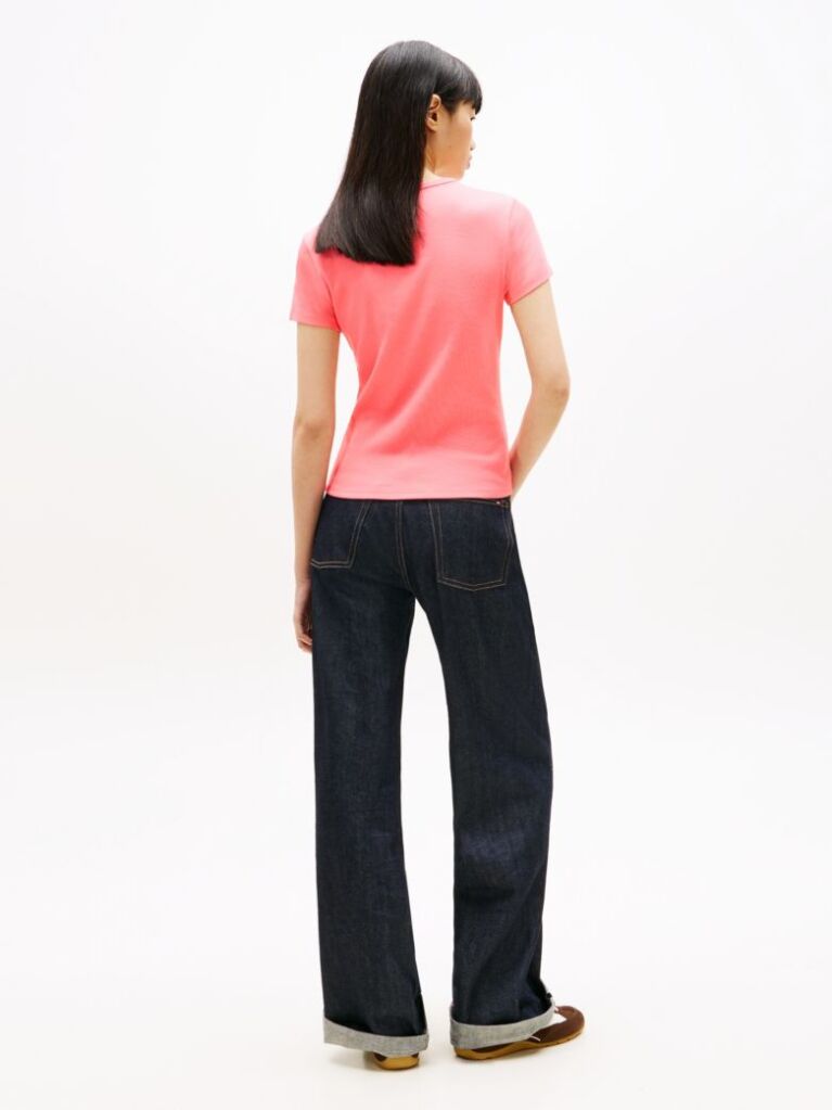 Pink Essential Slim Rib-Knit T-Shirt  Women