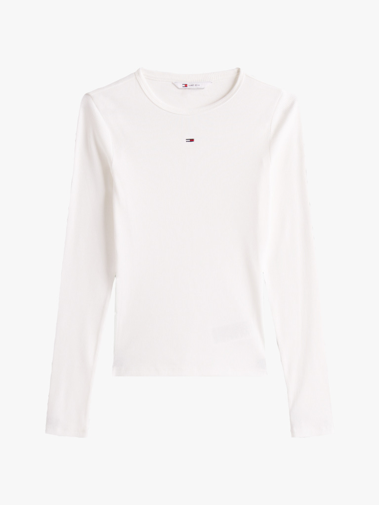 Beige Ribbed Slim Long Sleeve T-Shirt  Women