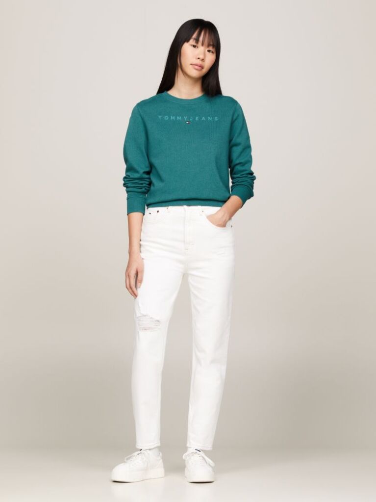White Ultra High Rise Tapered Mom White Jeans  Women