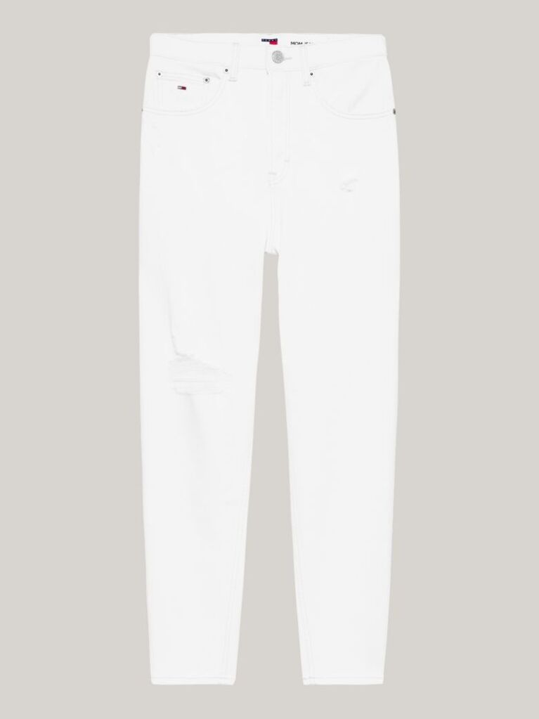 White Ultra High Rise Tapered Mom White Jeans  Women