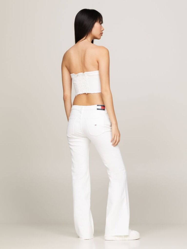 White Denim Fitted Cropped Bustier Top  Women