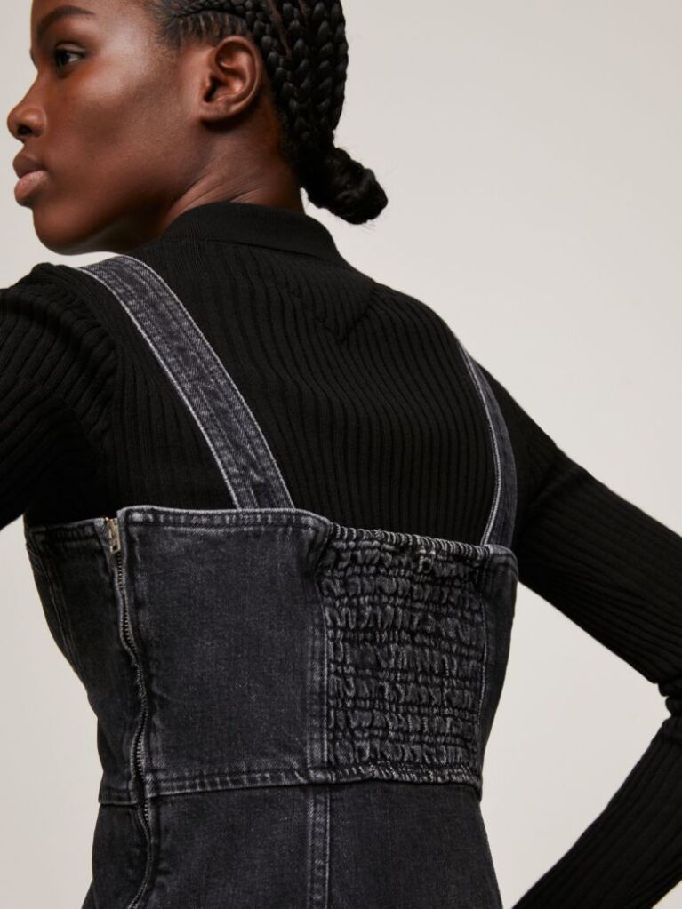 Μαύρο Μίνι Εφαρμοστό Denim Φόρεμα  Γυναίκες