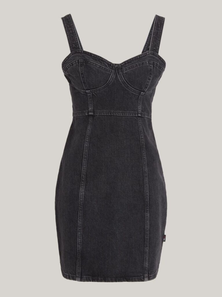 Μαύρο Μίνι Εφαρμοστό Denim Φόρεμα  Γυναίκες