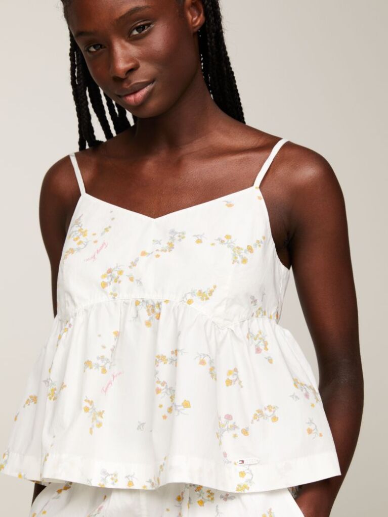 Multi Floral Cropped Fit Spaghetti Strap Top  Women