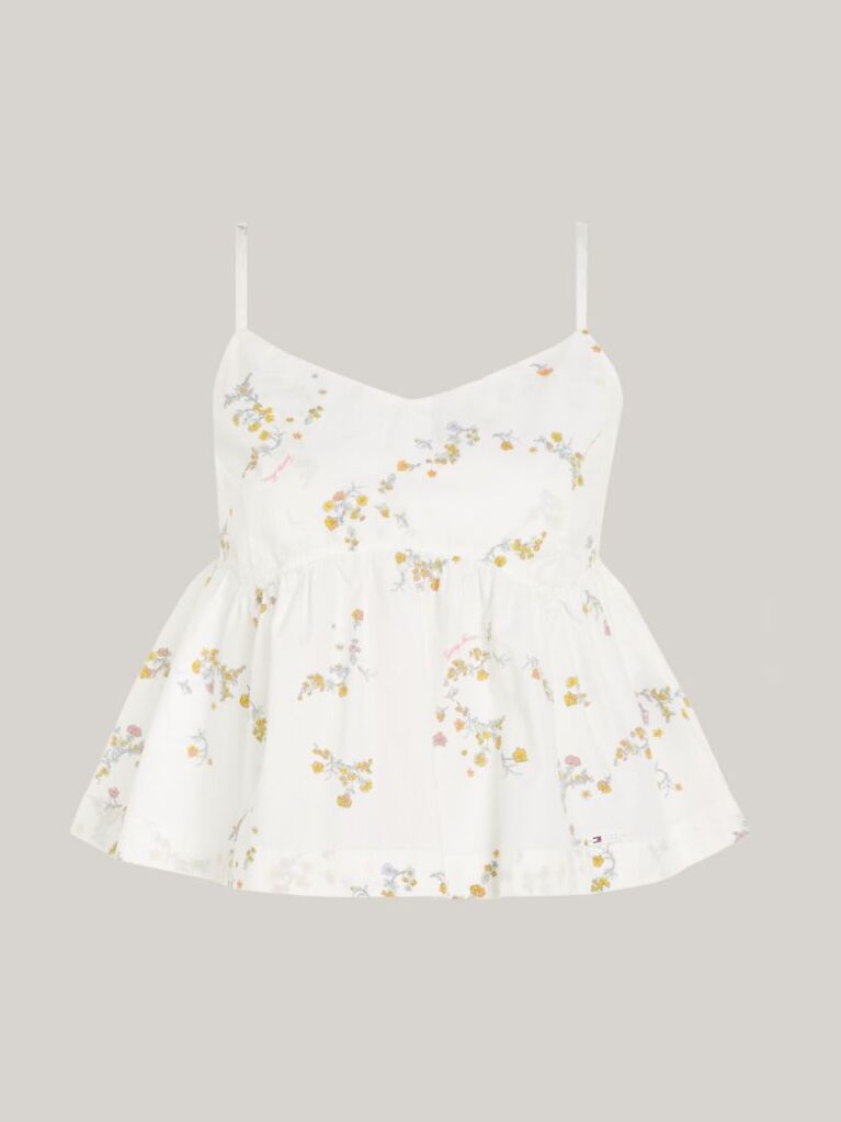 Multi Floral Cropped Fit Spaghetti Strap Top  Women