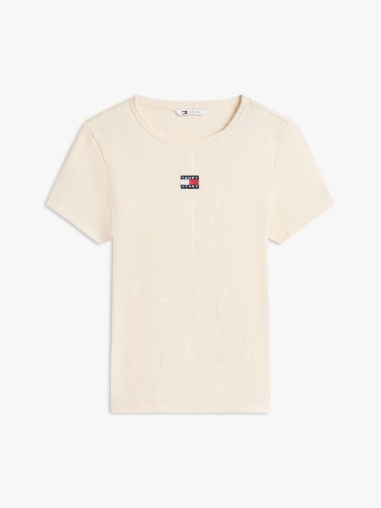 Κίτρινο Κοντομάνικο T-Shirt Ριμπ Σε Slim Γραμμή  Γυναίκες
