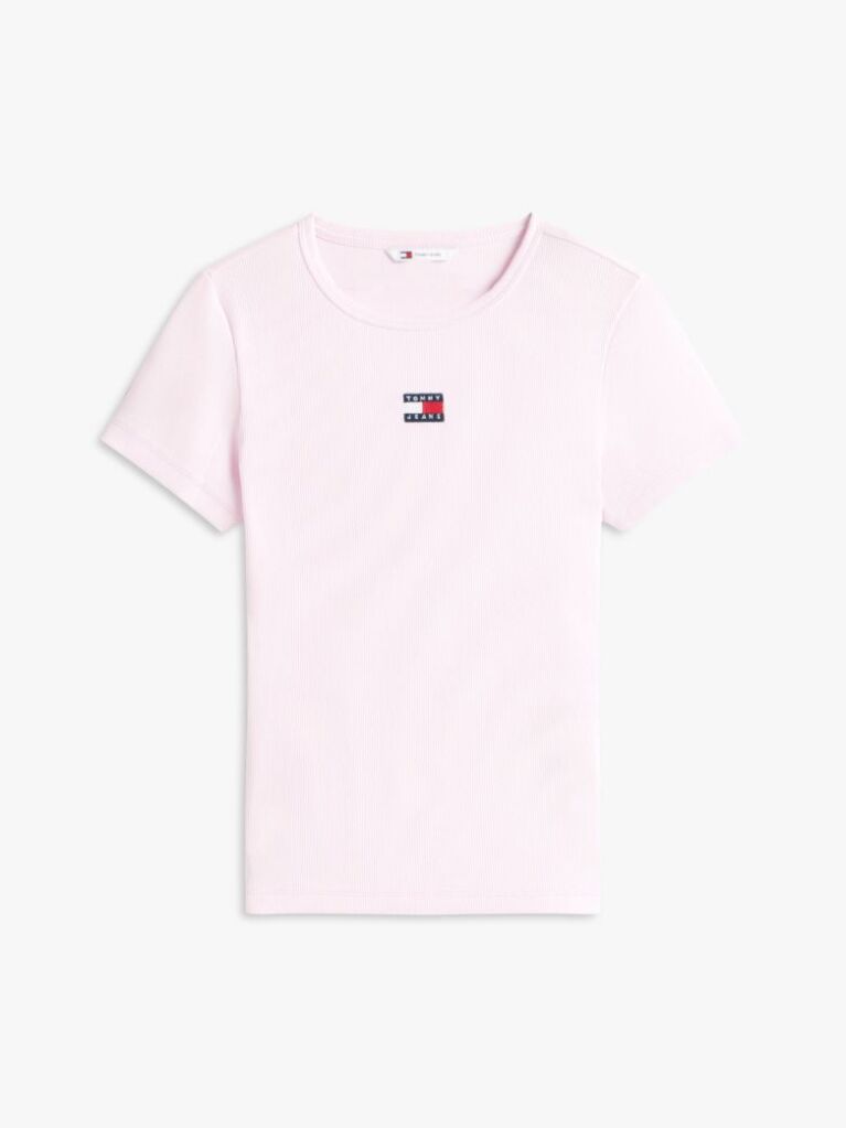 Pink Slim Badge Rib Tee  Women