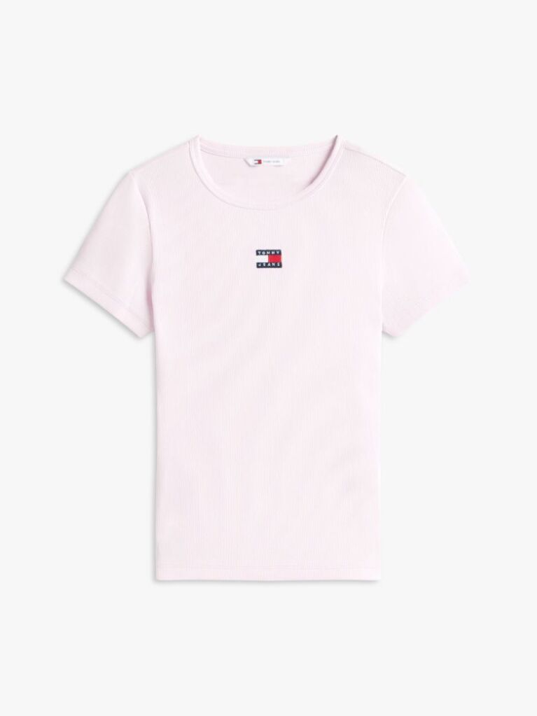 Pink Slim Badge Rib Tee  Women