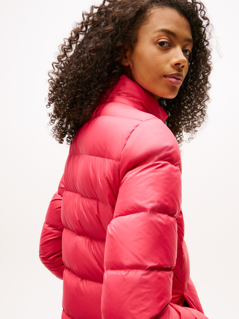 Pink Faux Faur Hooded Down-Filled Fitted Jacket  Women