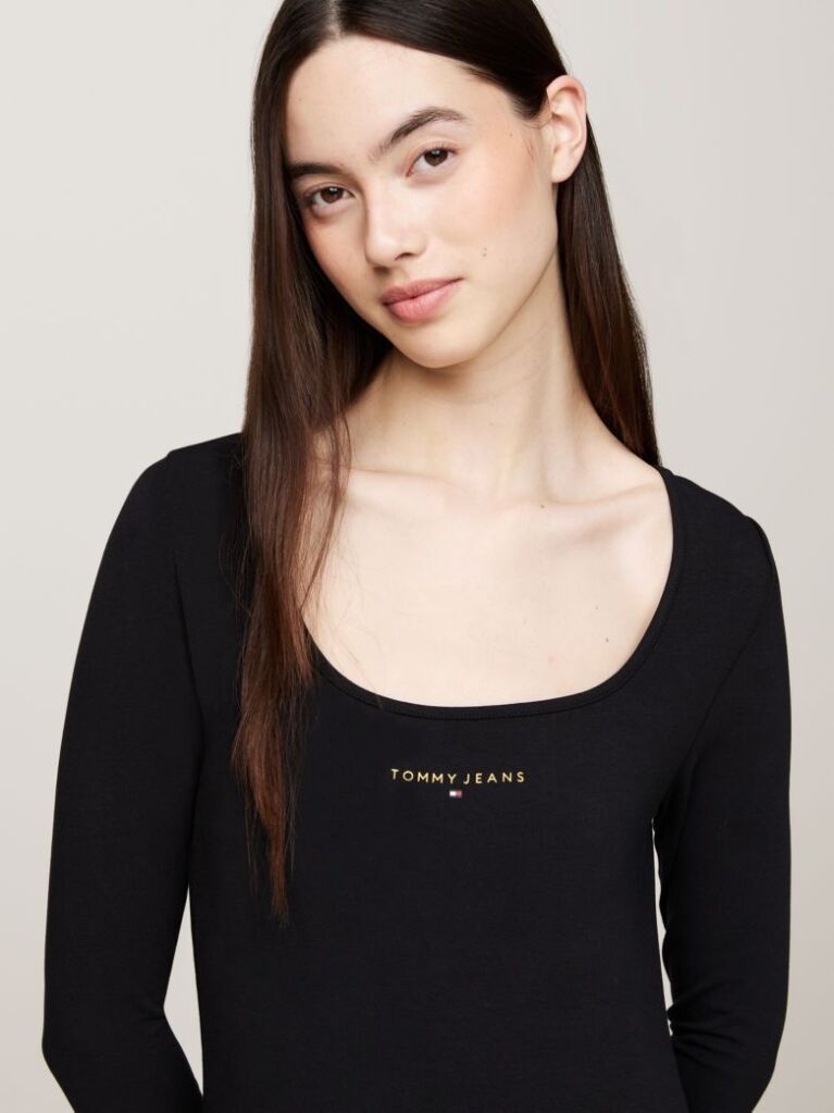 Black Scoop Neck Long Sleeve Bodycon Dress  Women