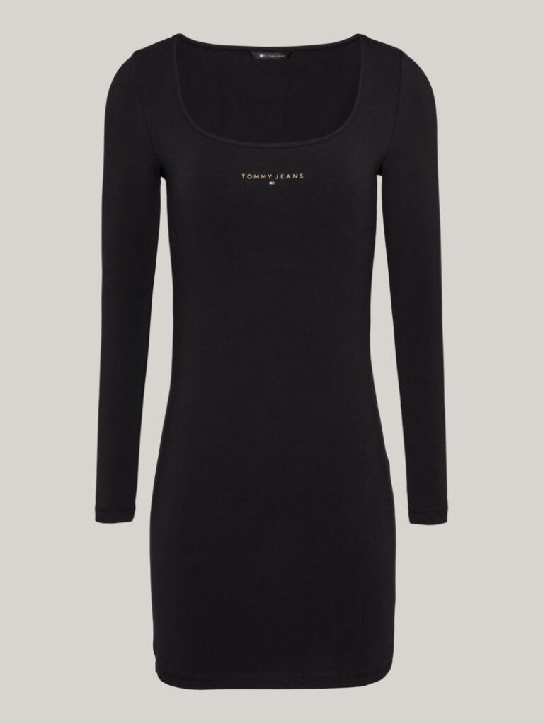Black Scoop Neck Long Sleeve Bodycon Dress  Women