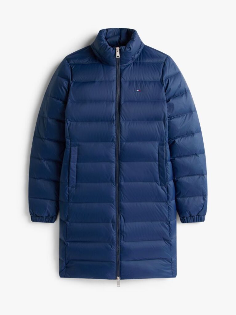 Blue Faux Fur Trim Hooded Down Coat  Women