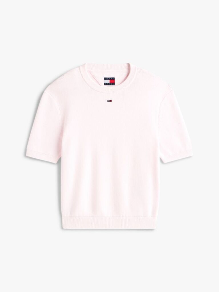 Pink Flag Embroidery Short Sleeve Jumper  Women