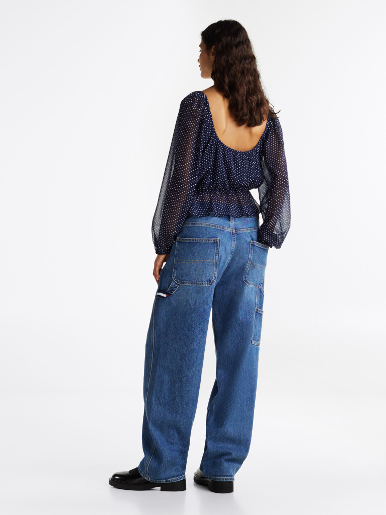 Multi Star Print Ruffle Slim Blouse  Women