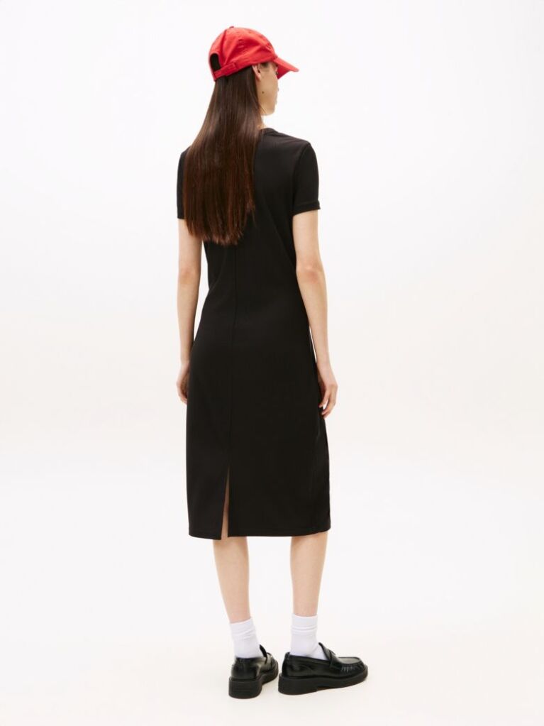 Black Ribbed Bodycon Midi Dress  Women