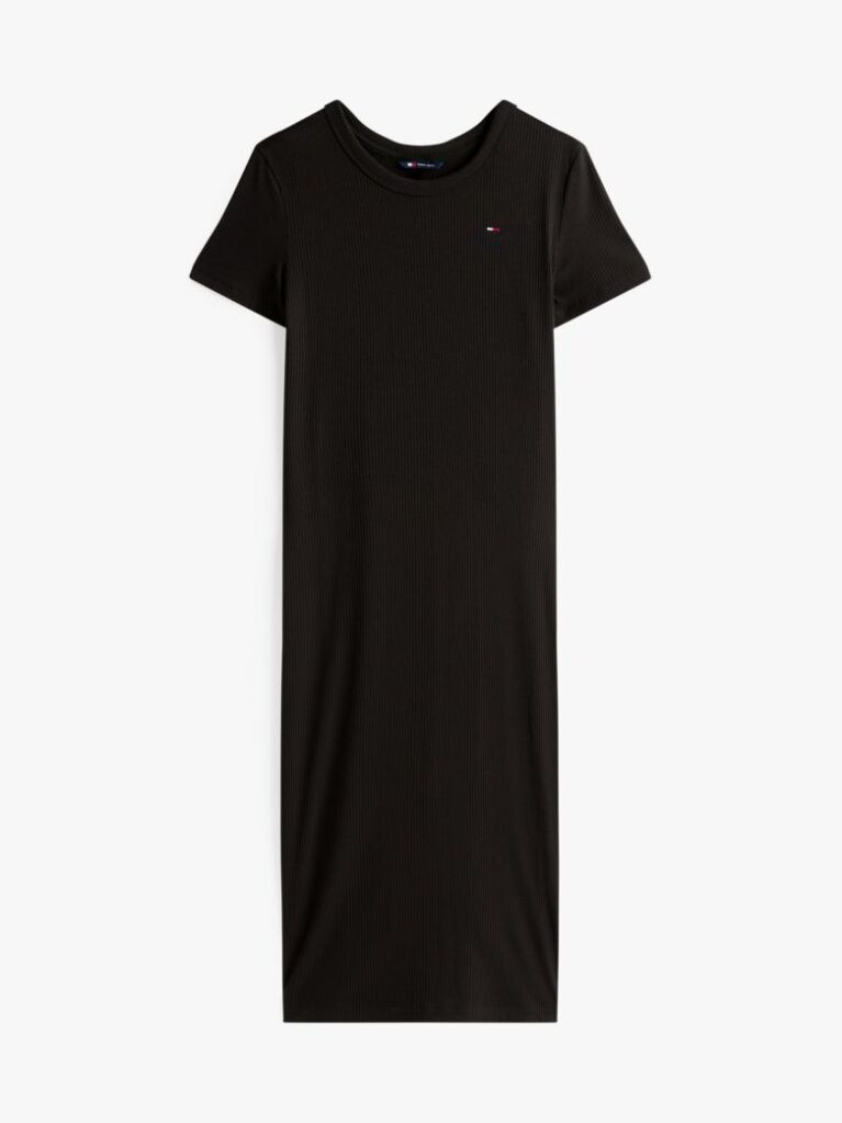 Black Ribbed Bodycon Midi Dress  Women