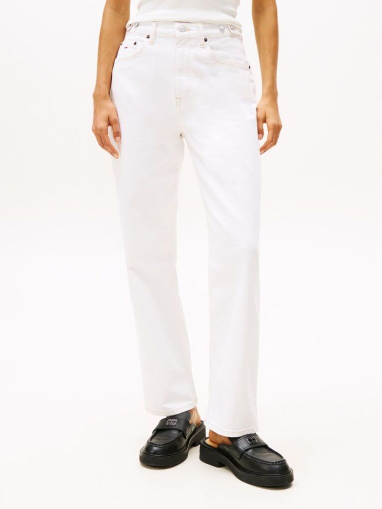 Denim High Rise Slim Straight White Jeans  Women