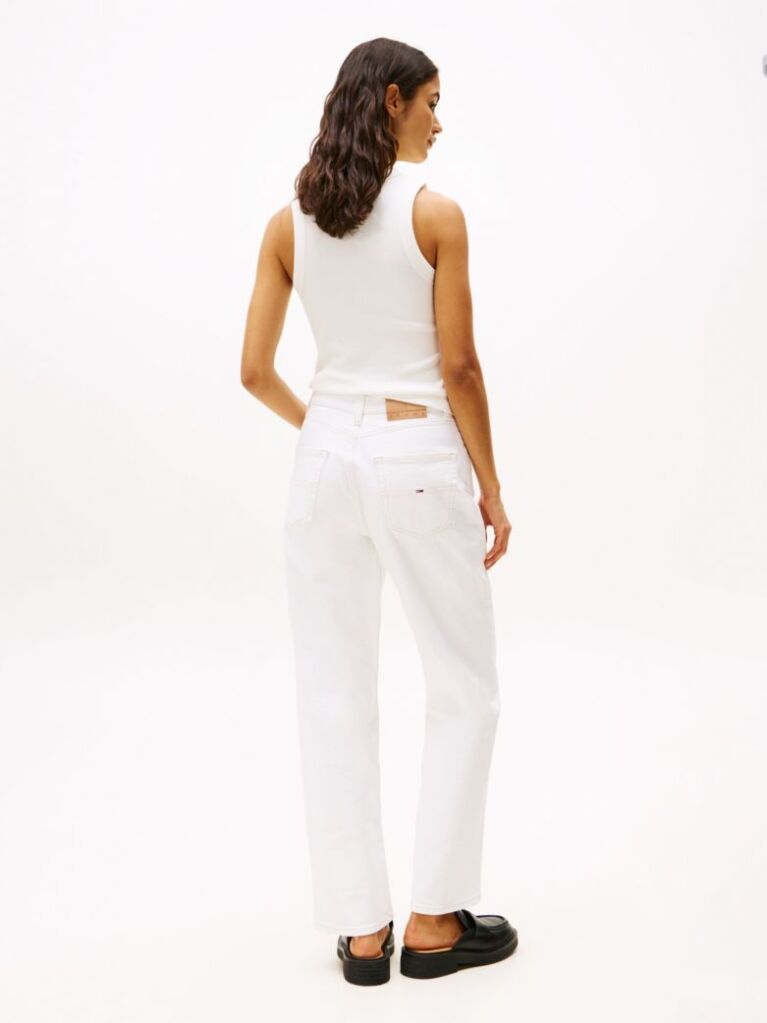 Denim High Rise Slim Straight White Jeans  Women