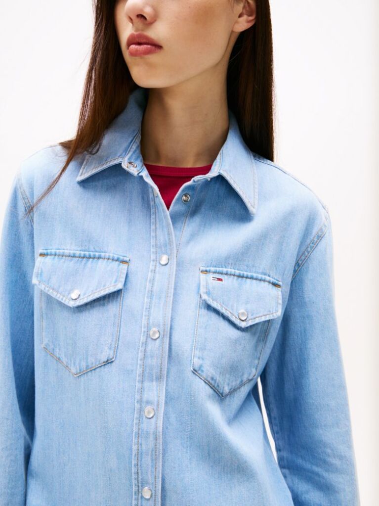 Denim Μίνι Denim Φόρεμα Σε Στιλ Πουκαμίσας  Γυναίκες