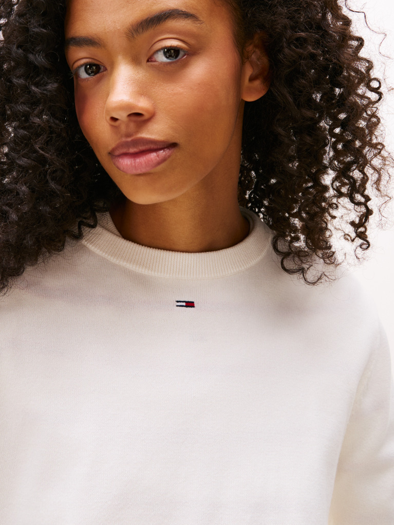 White Flag Embroidery Crew Neck Jumper  Women