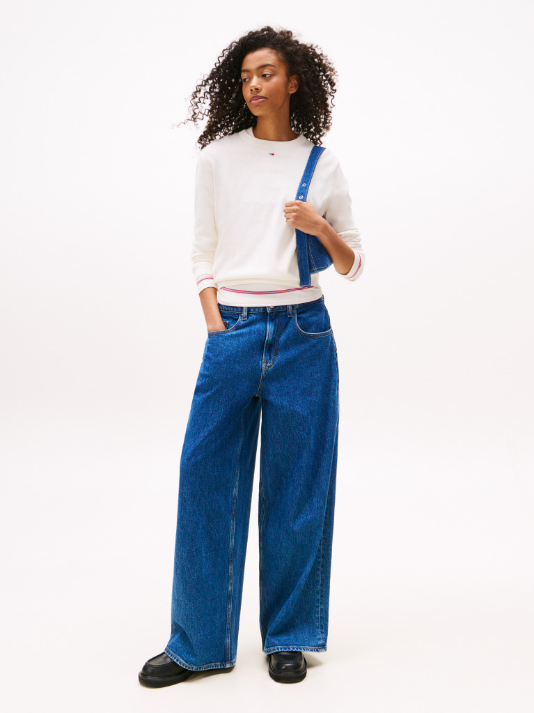 White Flag Embroidery Crew Neck Jumper  Women