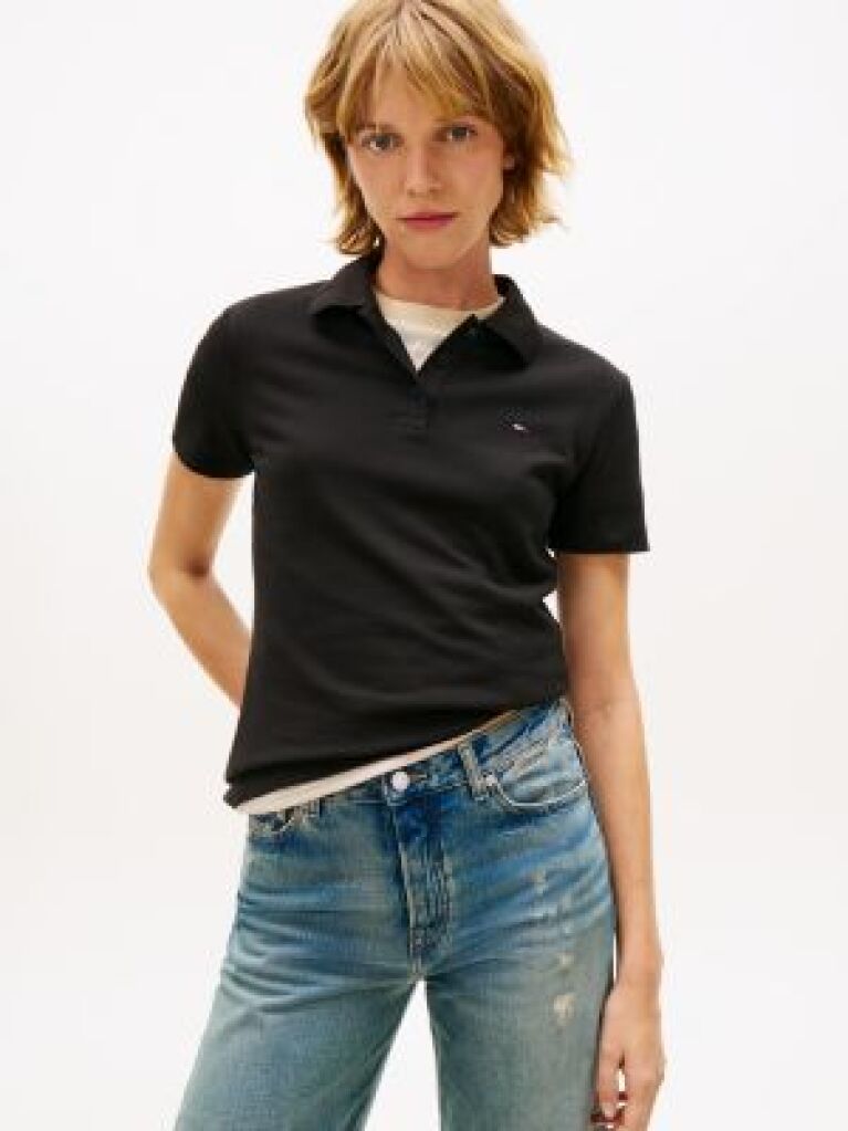 Black Essential Slim Fit Polo  Women