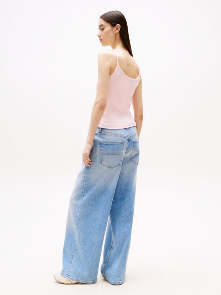 Pink Ribbed Slim Spaghetti Strap Top  Women