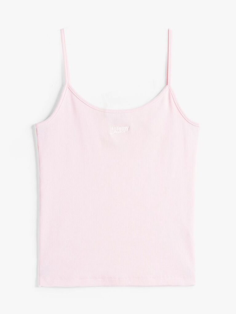 Pink Ribbed Slim Spaghetti Strap Top  Women