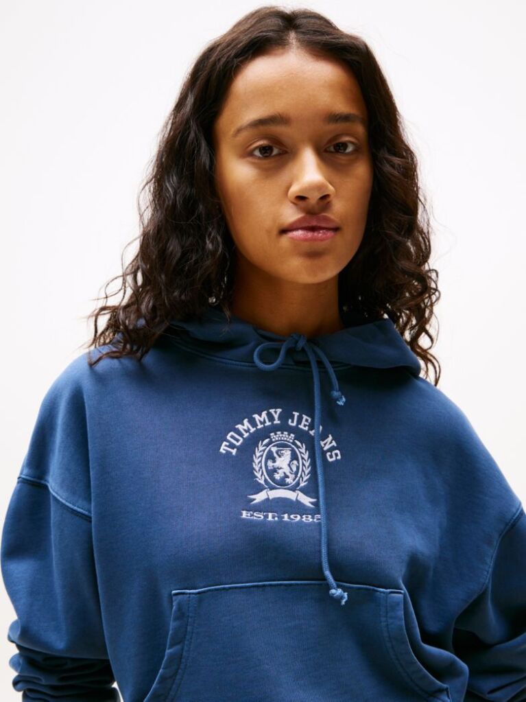 Purple Crest Logo Boxy Cropped Hoody  Women